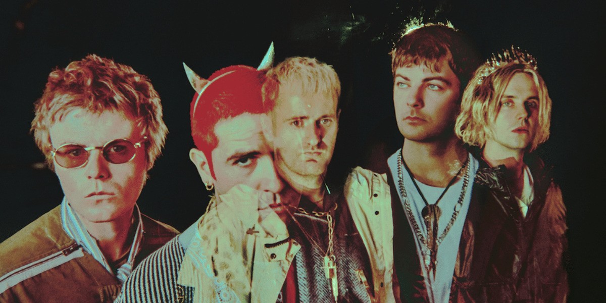 Promotional group photograph of Fontaines D.C. for their Roundhouse benefit show.
