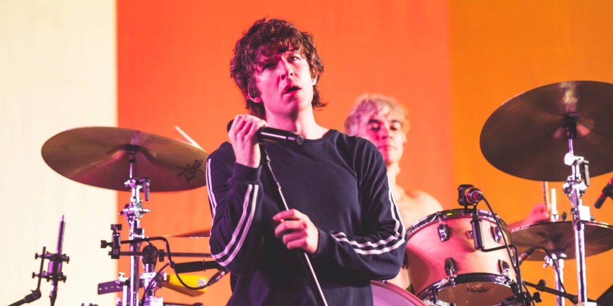 Brendan Yates and Daniel Fang of Turnstile performing in Madrid in November 2025